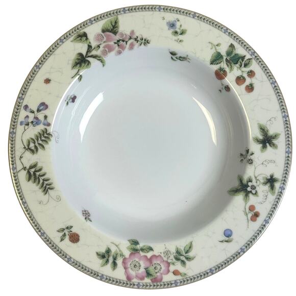 Wedgwood Vintage 1997 "Fleur" 9" Large Rim Soup/Pasta Bowls-Excellent-Set of 8 - Picture 1 of 9